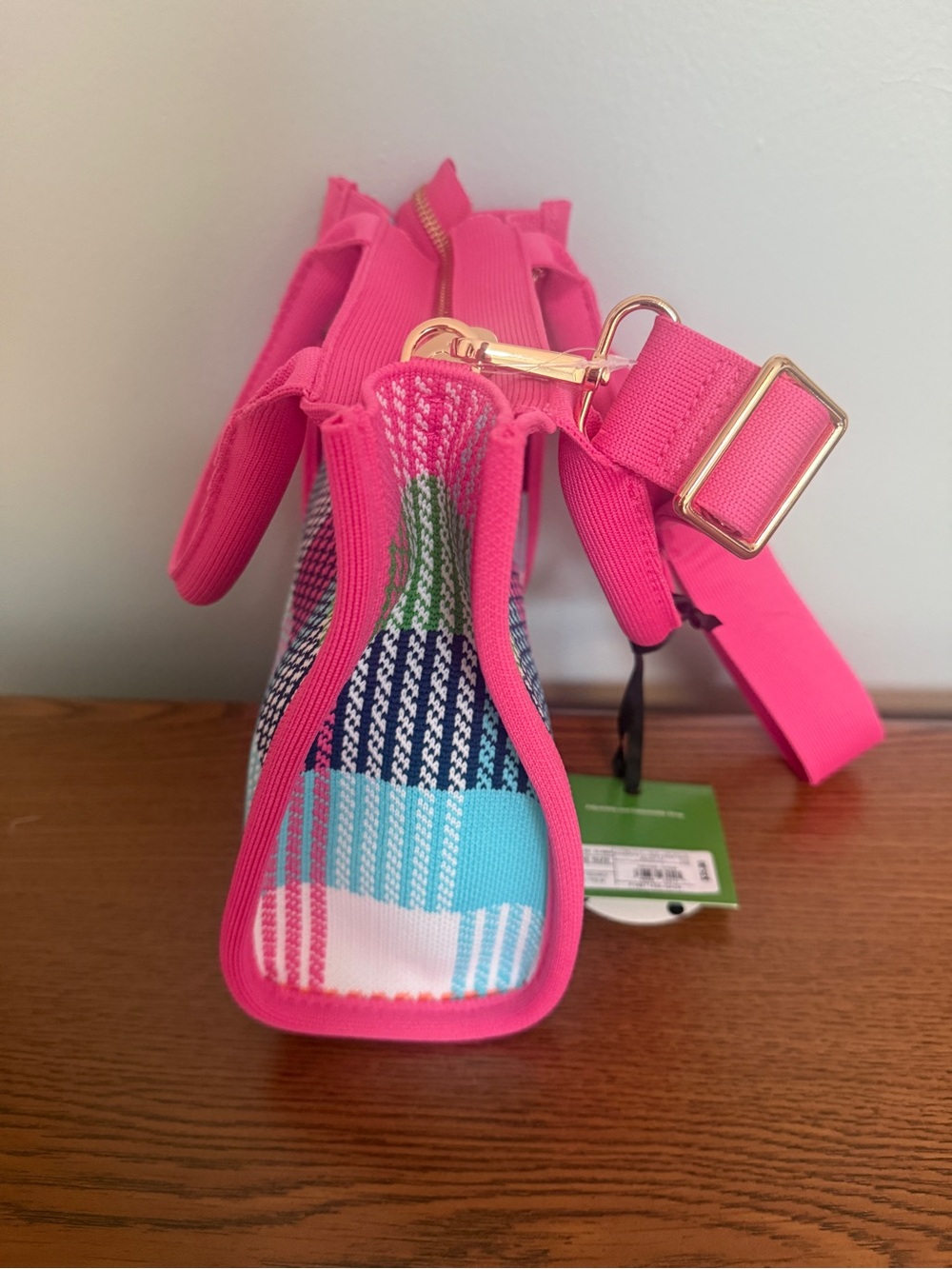 Kate Spade for Target Pink Multicolor Plaid Canvas Tote - Picture 5 of 6